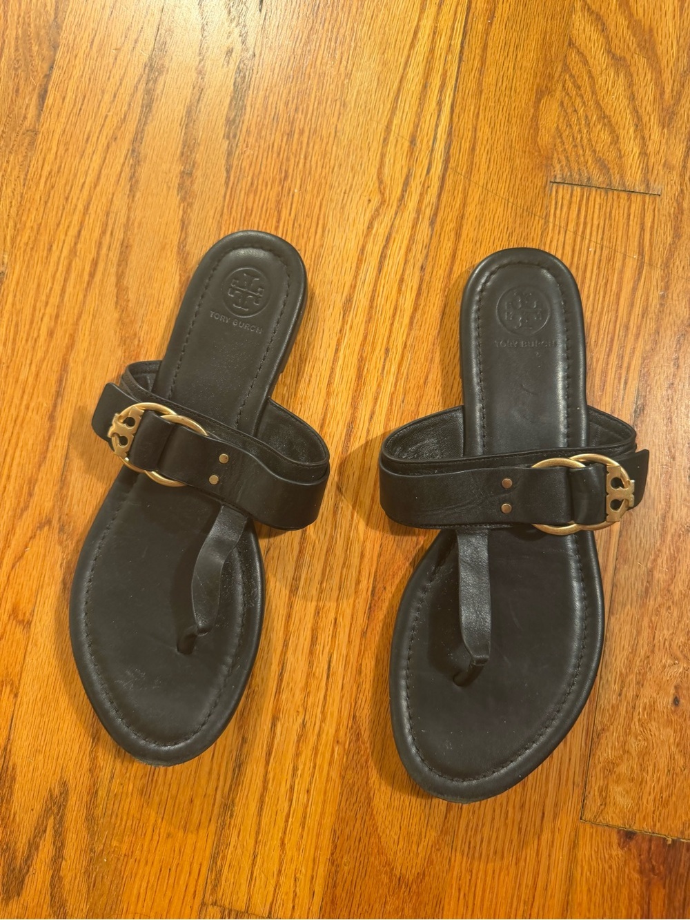 Tory Burch Marsden Black Flat Thong Sandals - Picture 2 of 6
